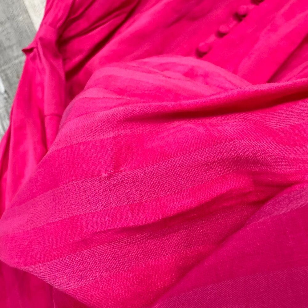 Cult Gaia Simona dress bright pink linen blend off shoulder puff sleeve sz 6 P17 - Picture 16 of 16